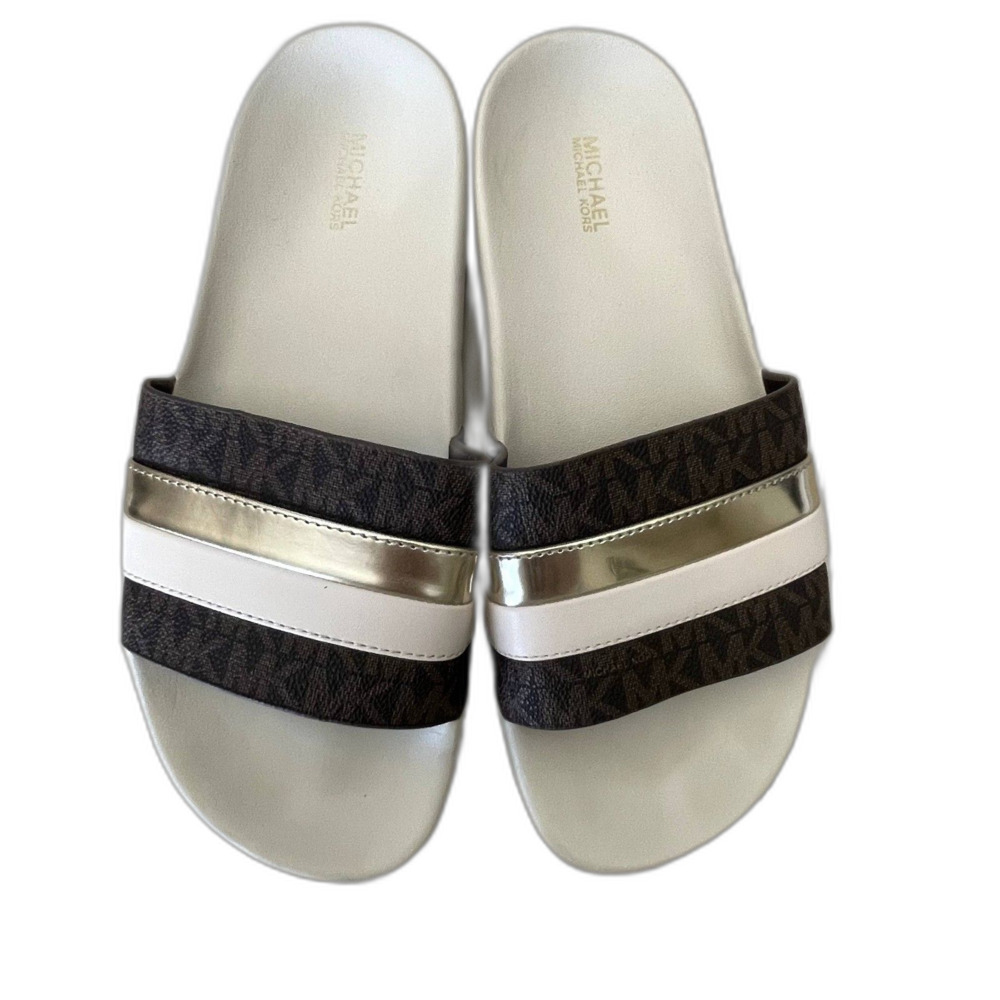 Michael Kors Women’s Sandals | Size 8.5 | Cream, Gold & Black | Chic & Versatile
